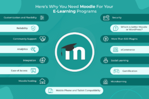 Moodle services including setup, customization, plugins, hosting, and support